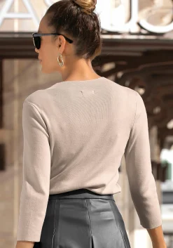 Strandmode|Pullover|LASCANA 3/4 Arm-Pullover beige-meliert