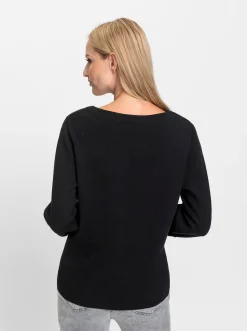 Pullover|heine 3/4 Arm-Pullover mit Steinchenverzierung schwarz