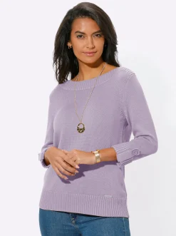 Pullover| 3/4 Arm-Pullover mit Zierriegel am Ärmel flieder