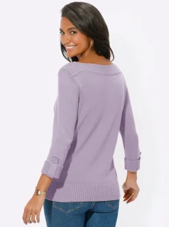 Pullover| 3/4 Arm-Pullover mit Zierriegel am Ärmel flieder