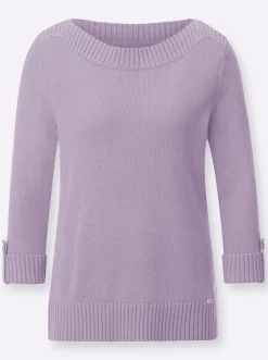Pullover| 3/4 Arm-Pullover mit Zierriegel am Ärmel flieder