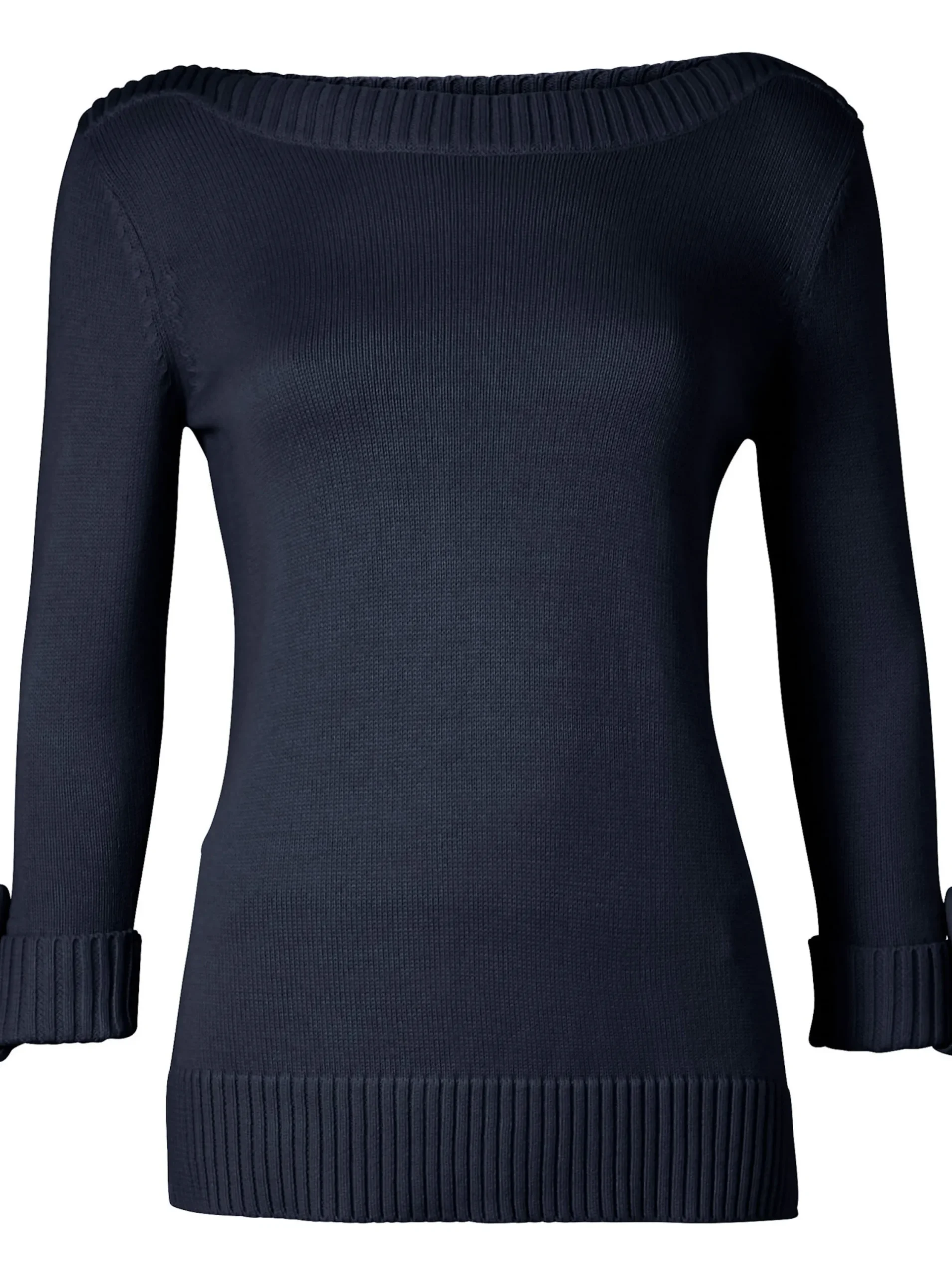 Pullover| 3/4 Arm-Pullover mit Zierriegel am Ärmel marine