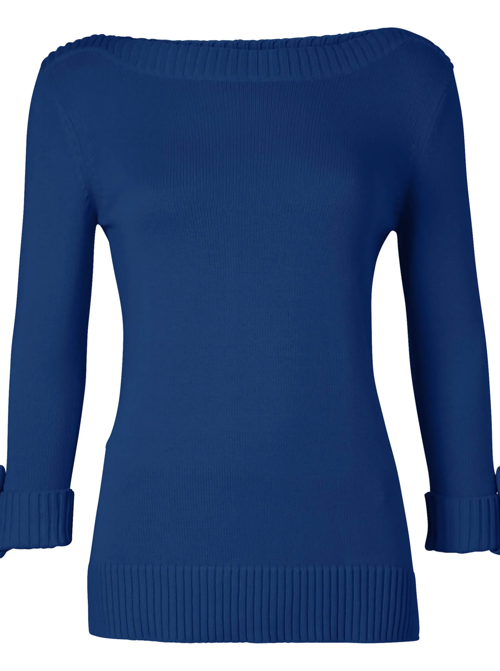 Pullover| 3/4 Arm-Pullover mit Zierriegel am Ärmel royalblau