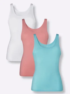 Bodies & Unterhemden|wäschepur Achseltop flamingo+aquamarin+weiß
