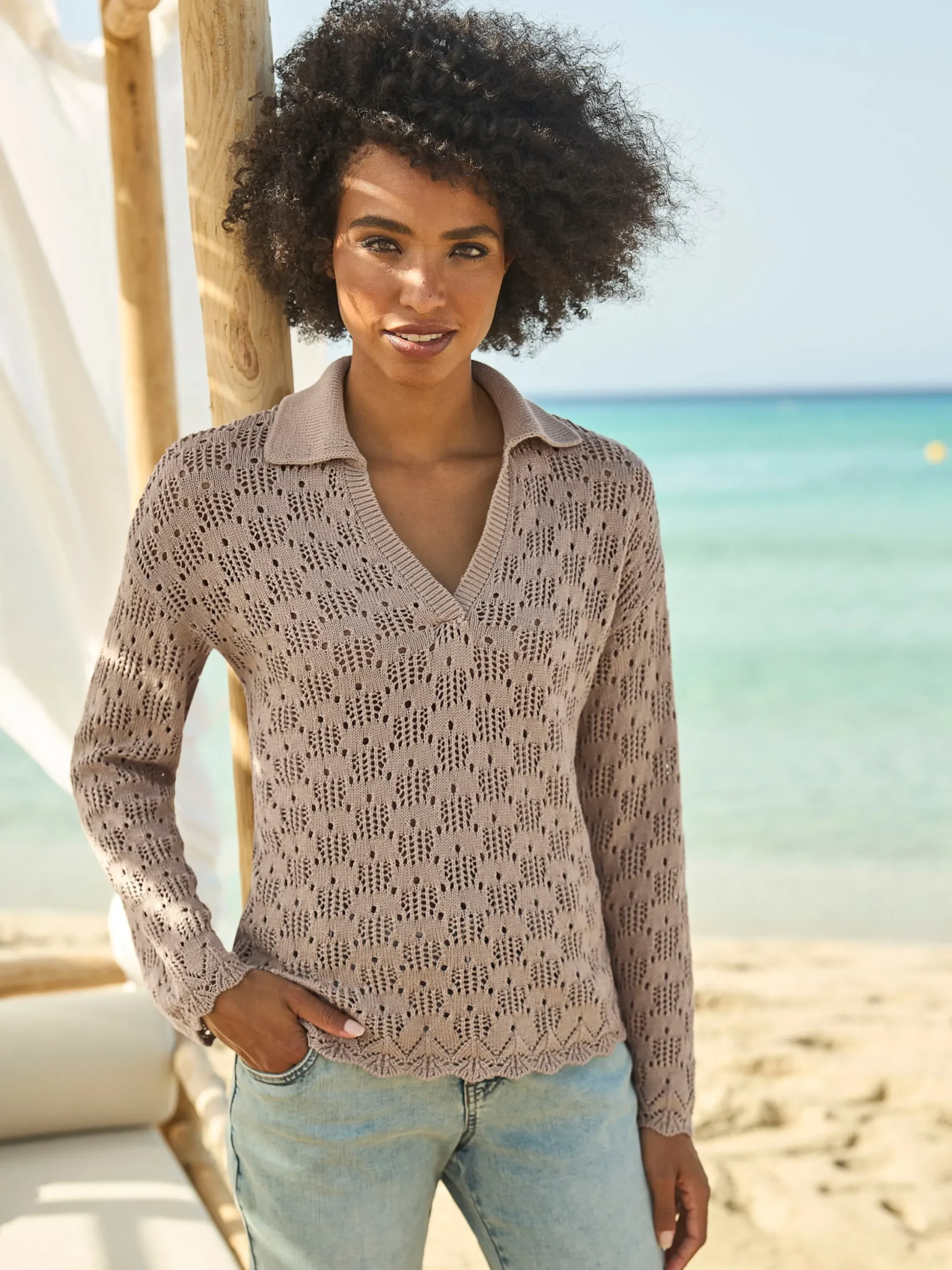 Pullover|heine Ajourpullover sesam