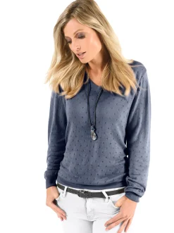 Basics|Pullover| Ajourpullover blaugrau