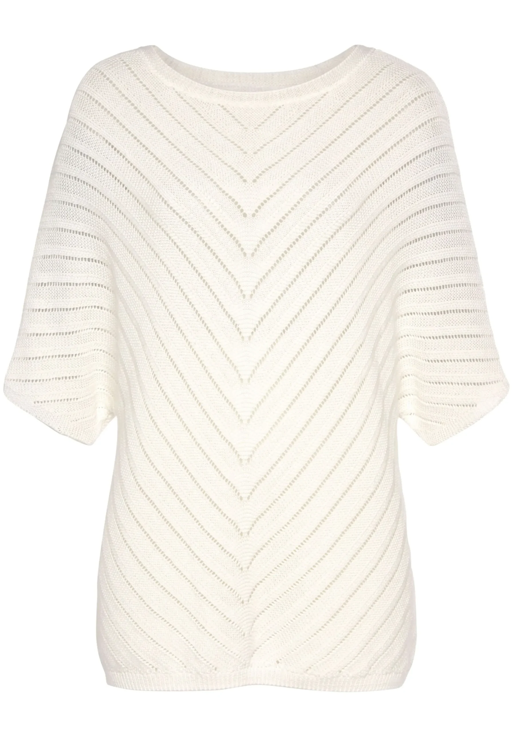 Pullover|LASCANA Ajourpullover weiß