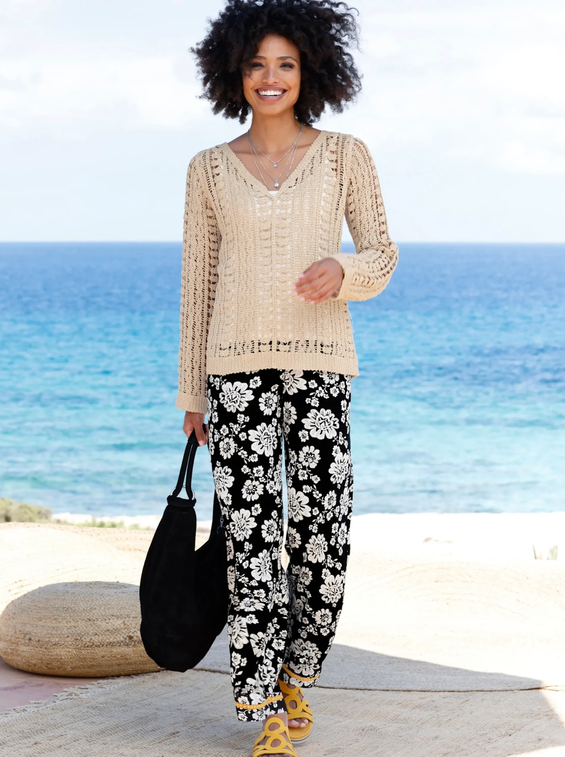Pullover|heine Ajourpullover aus reiner Baumwolle beige