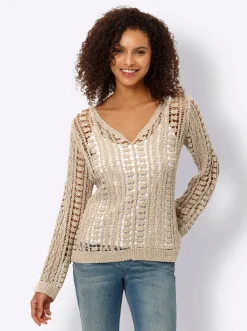 Pullover|heine Ajourpullover aus reiner Baumwolle beige