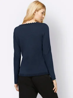 Basics|Pullover|heine Ajourpullover im Viskose-Baumwoll-Mix marine