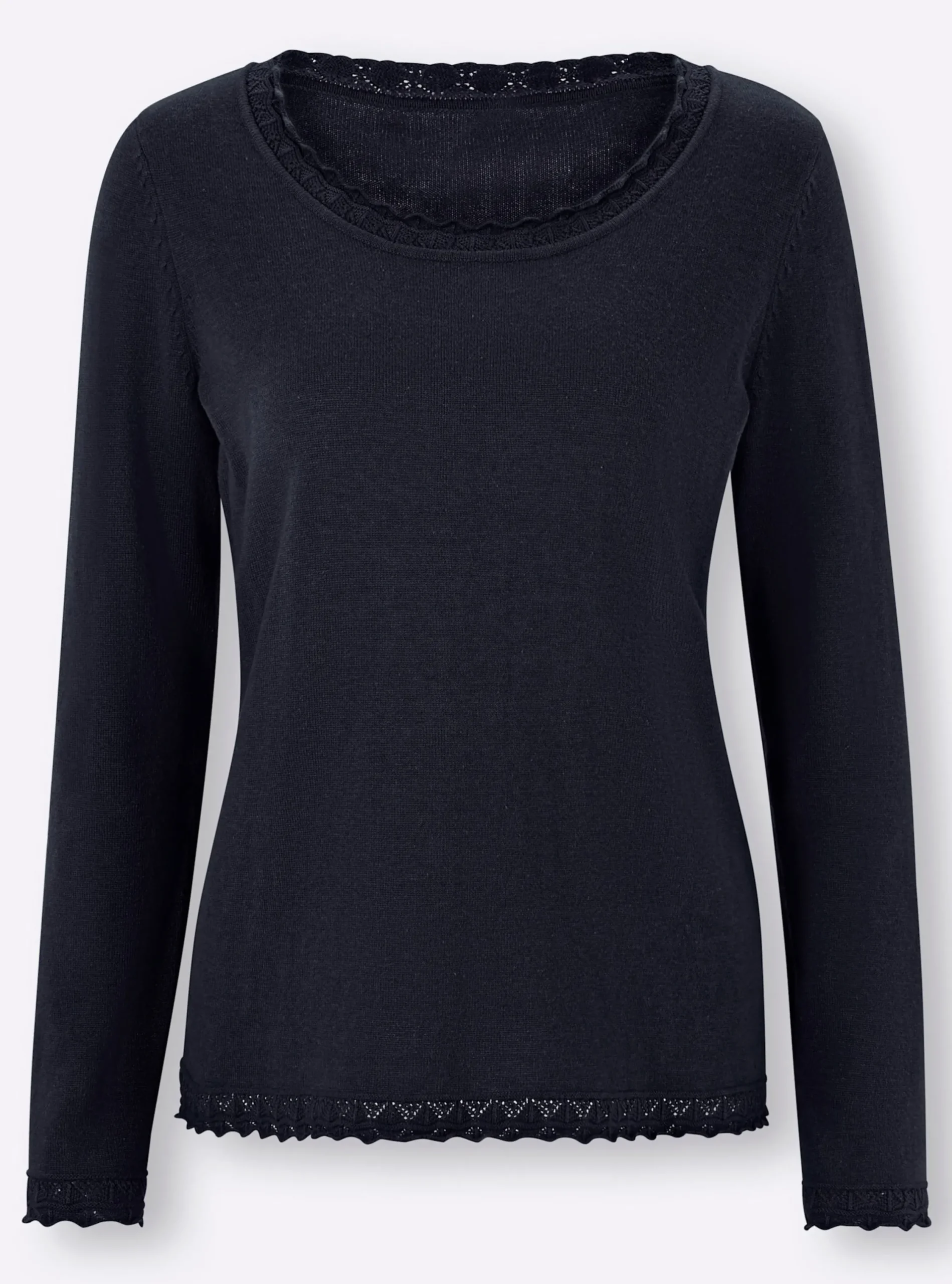 Basics|Pullover|heine Ajourpullover im Viskose-Baumwoll-Mix marine