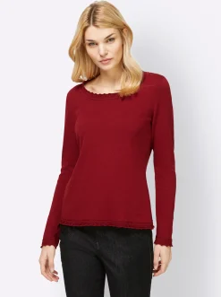 Basics|heine Ajourpullover im Viskose-Baumwoll-Mix dunkelrot