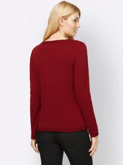 Basics|heine Ajourpullover im Viskose-Baumwoll-Mix dunkelrot