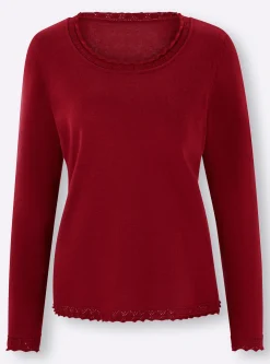 Basics|heine Ajourpullover im Viskose-Baumwoll-Mix dunkelrot