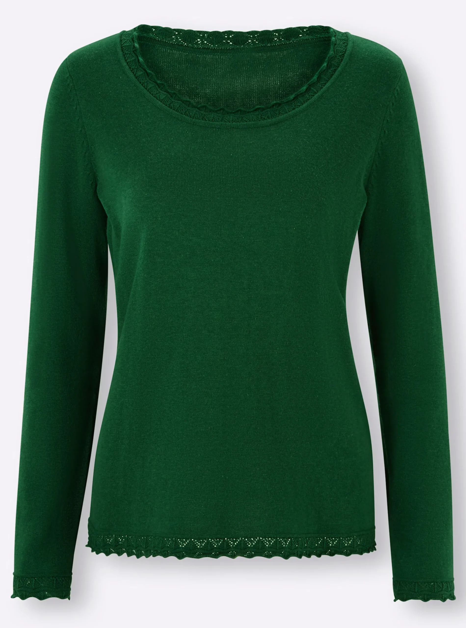 Basics|heine Ajourpullover im Viskose-Baumwoll-Mix moos