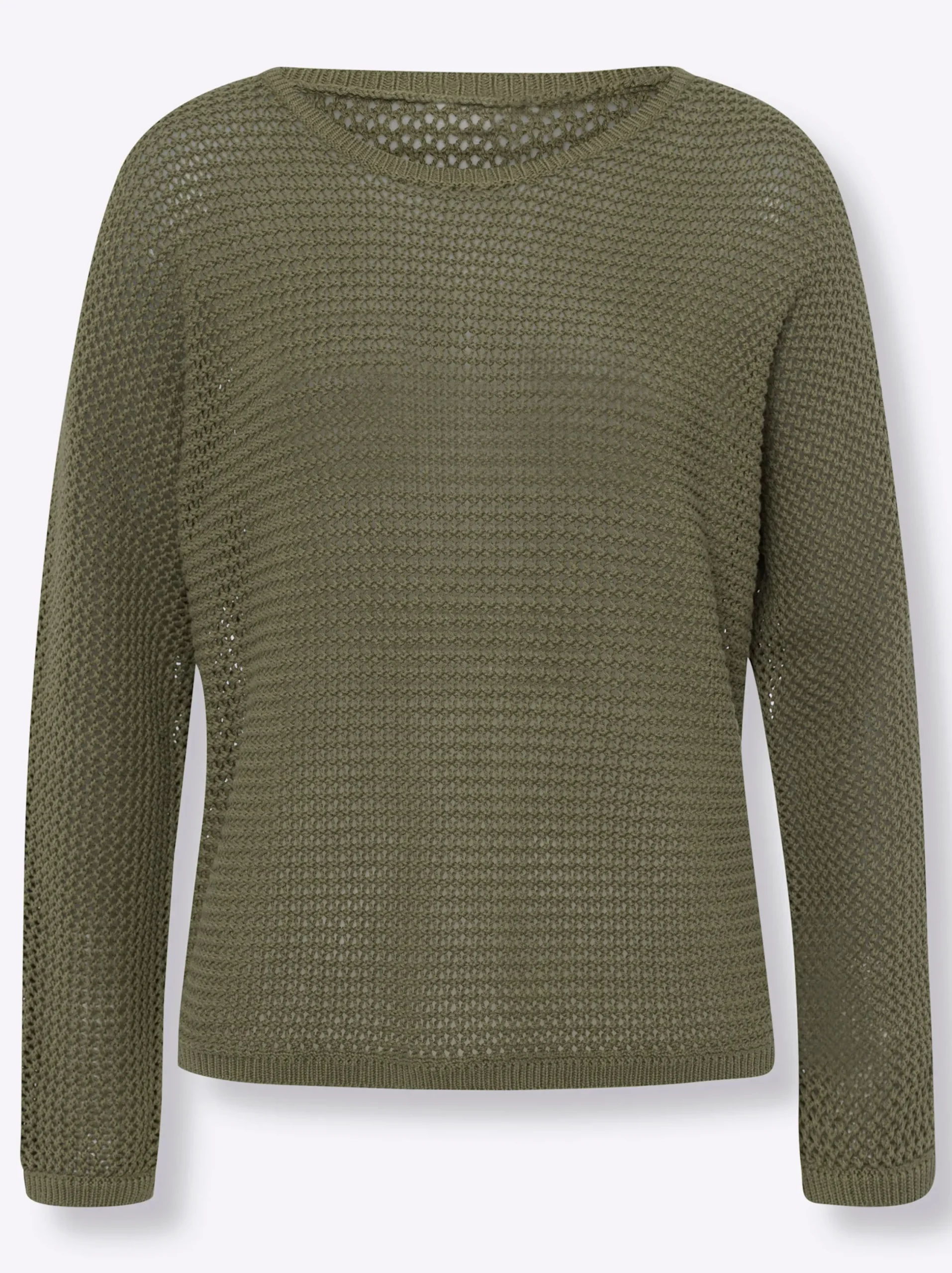 Pullover|heine Ajourpullover mit Fledermaus-Ärmeln khaki
