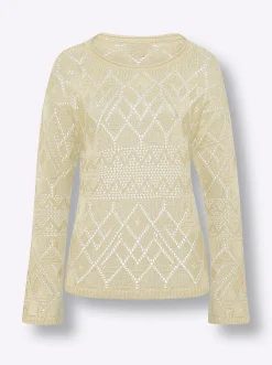 Pullover|heine Ajourpullover mit Glanzgarn sand