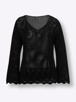 Pullover|heine Ajourpullover mit leicht ausgestelltem Ärmel schwarz