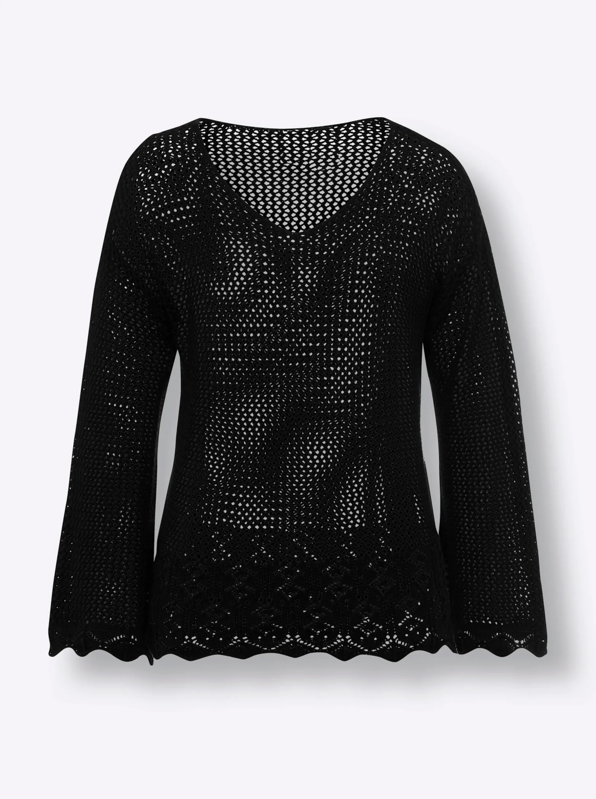Pullover|heine Ajourpullover mit leicht ausgestelltem Ärmel schwarz