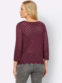 Strandmode|Pullover|heine Ajourpullover mit 3/4-Ärmeln bordeaux