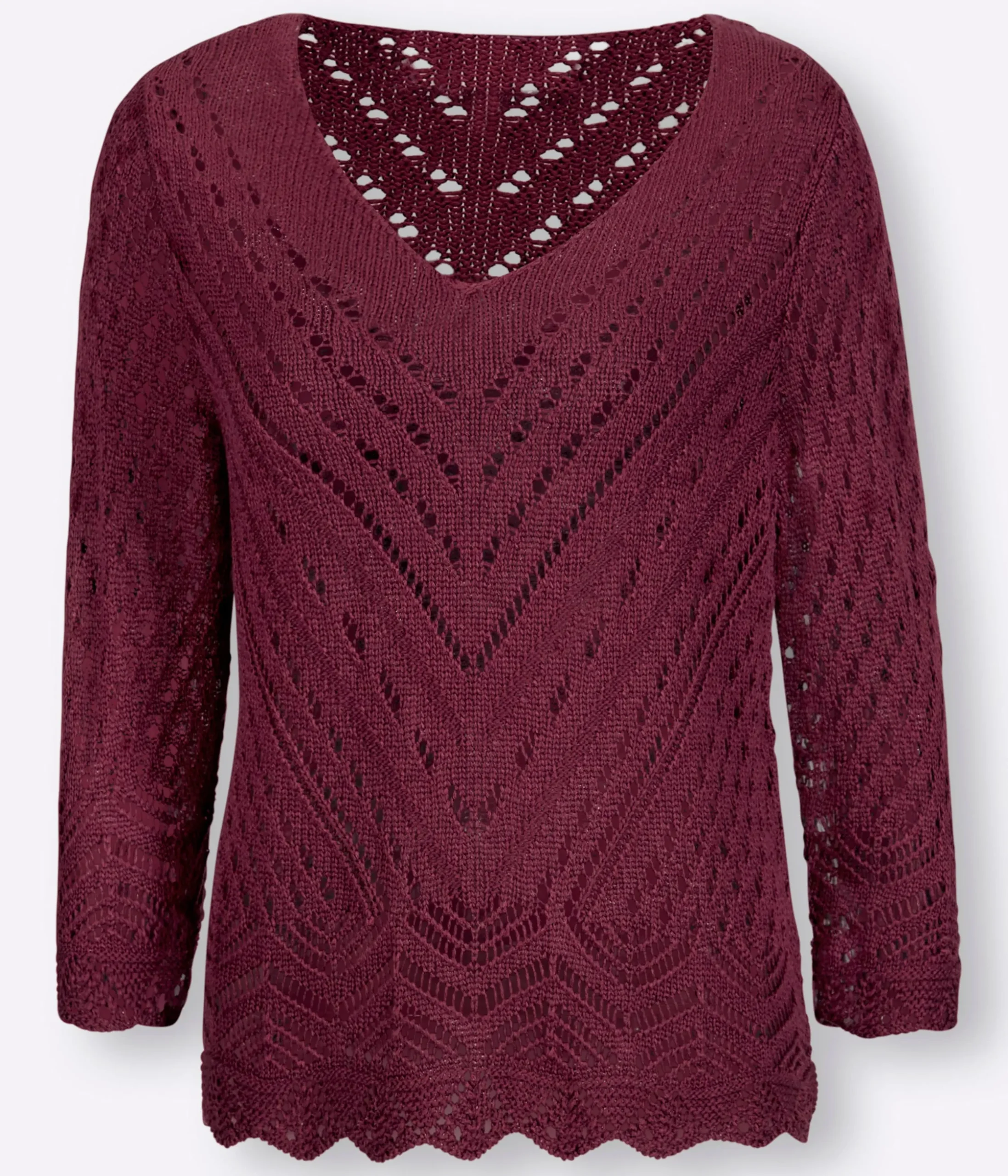 Strandmode|Pullover|heine Ajourpullover mit 3/4-Ärmeln bordeaux