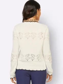 Strickjacken| Ajourstrickjacke ecru