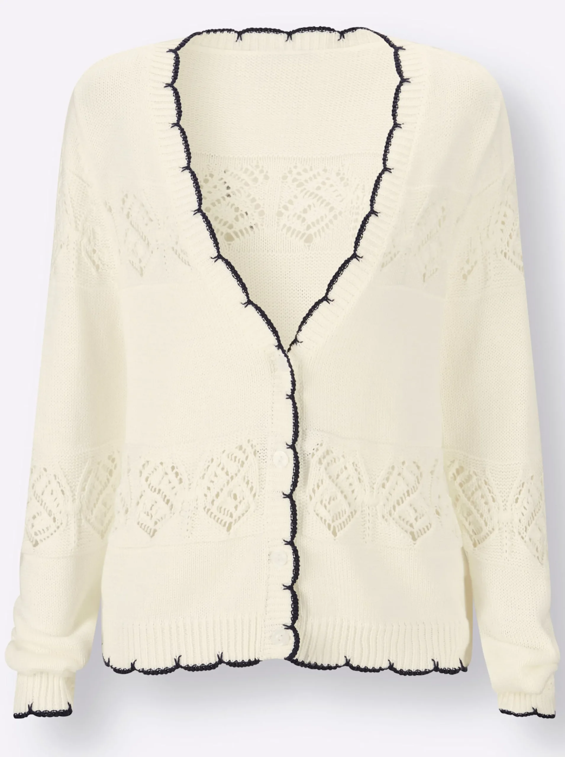 Strickjacken| Ajourstrickjacke ecru