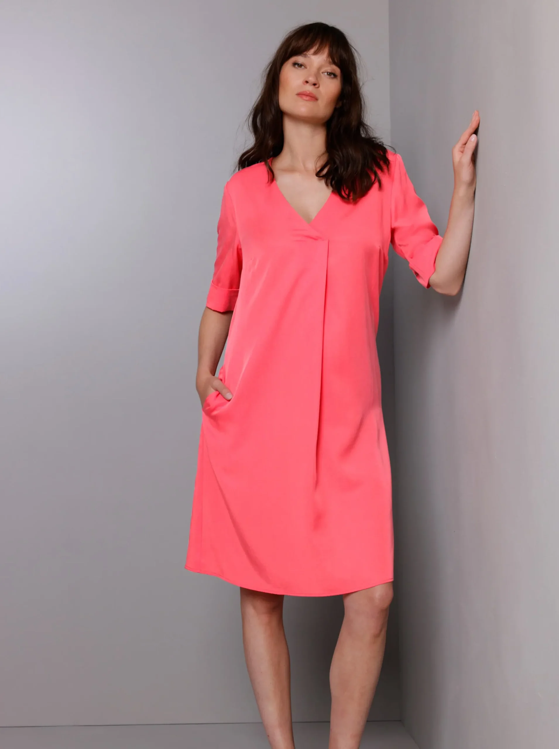 Kleider|CREATION L PREMIUM A-Linien-Kleid aus reinem Lyocell grapefruit