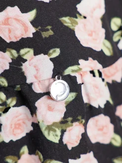 Kleider|CREATION L PREMIUM A-Linien-Kleid im brillanten Digitaldruck schwarz-hellrosé-bedruckt