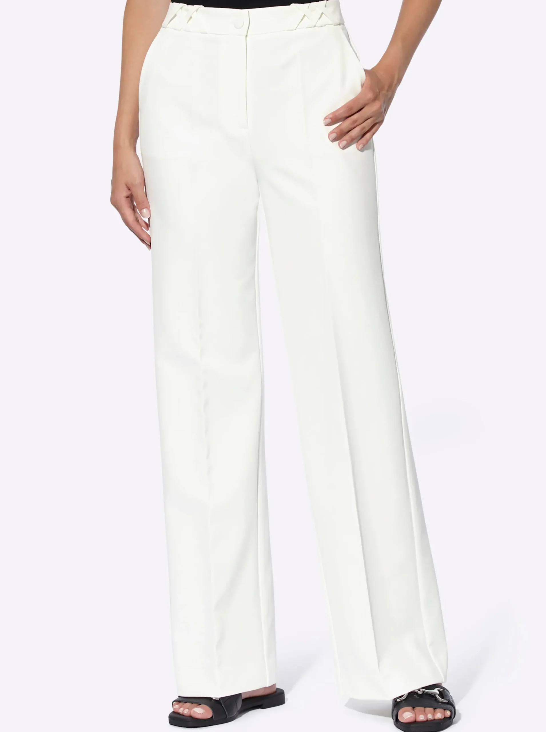 Hosen|heine Anzughose mit geradem Bein ecru