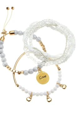 Schmuck|LASCANA Armketten Set weiß-goldfarben