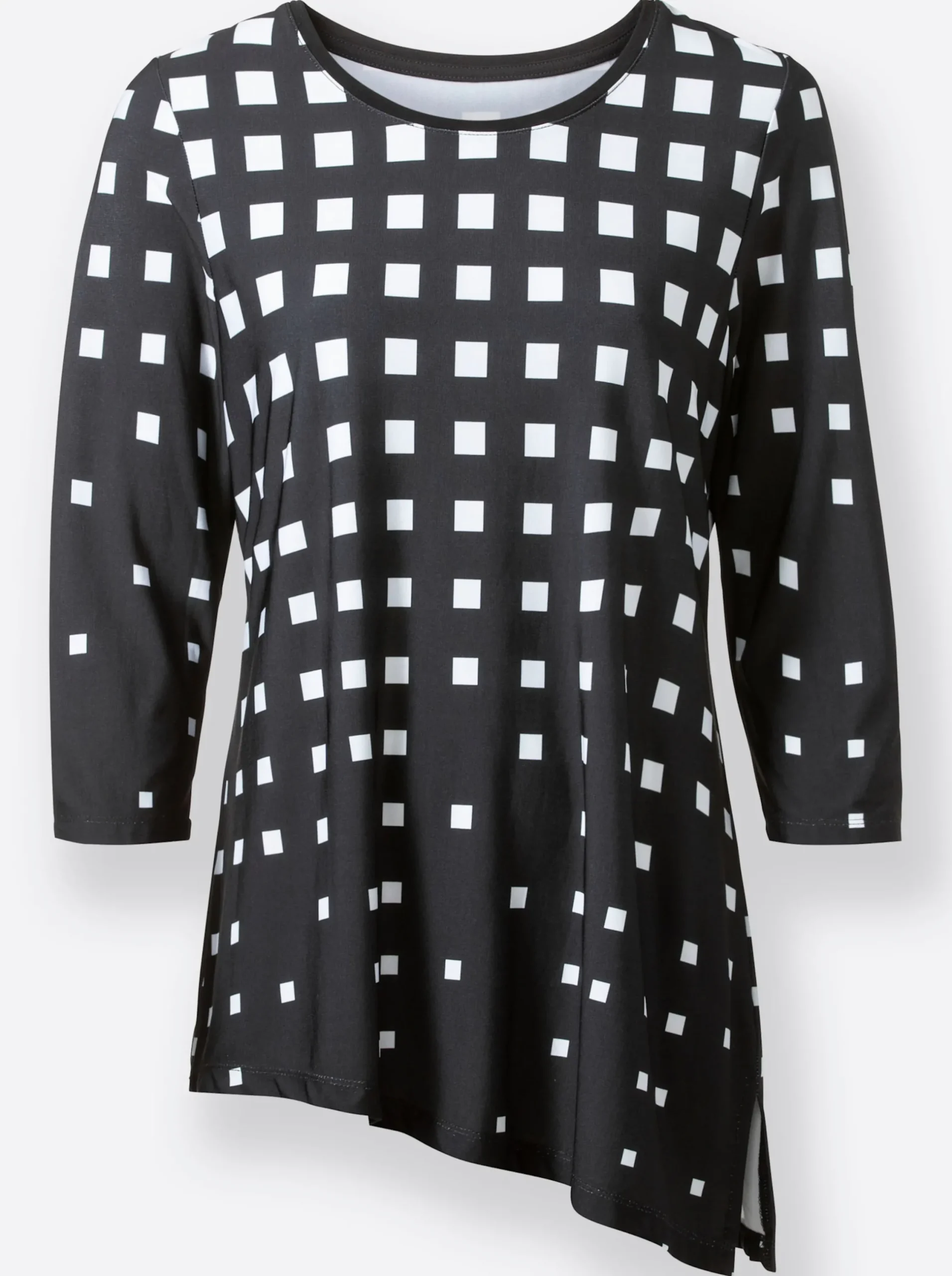 Shirts| 3/4-Arm-Shirt schwarz-weiß-bedruckt