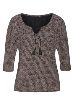 Shirts|LASCANA 3/4-Arm-Shirt schwarzbedruckt