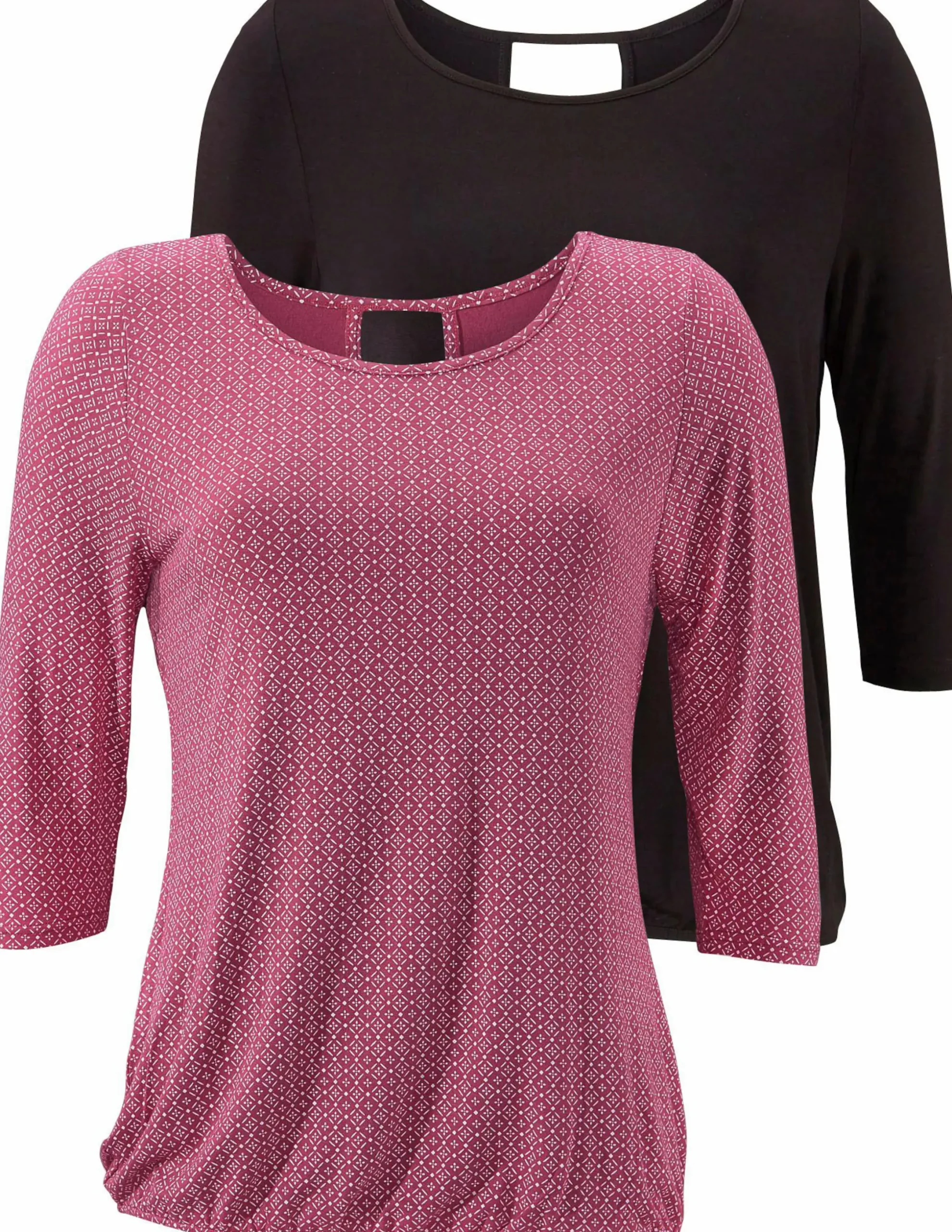 Shirts|LASCANA 3/4-Arm-Shirt beere-gemustert,schwarz