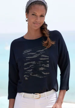 Strandmode|LASCANA 3/4-Arm-Shirt schwarz,silber