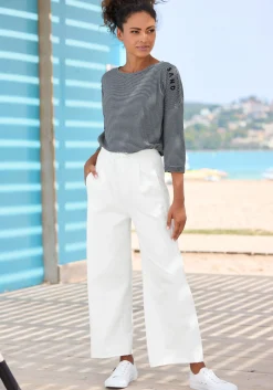 Strandmode|Shirts|Elbsand 3/4-Arm-Shirt marine-weiß