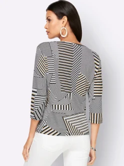 Shirts| 3/4-Arm-Shirt schwarz-weiß-bedruckt