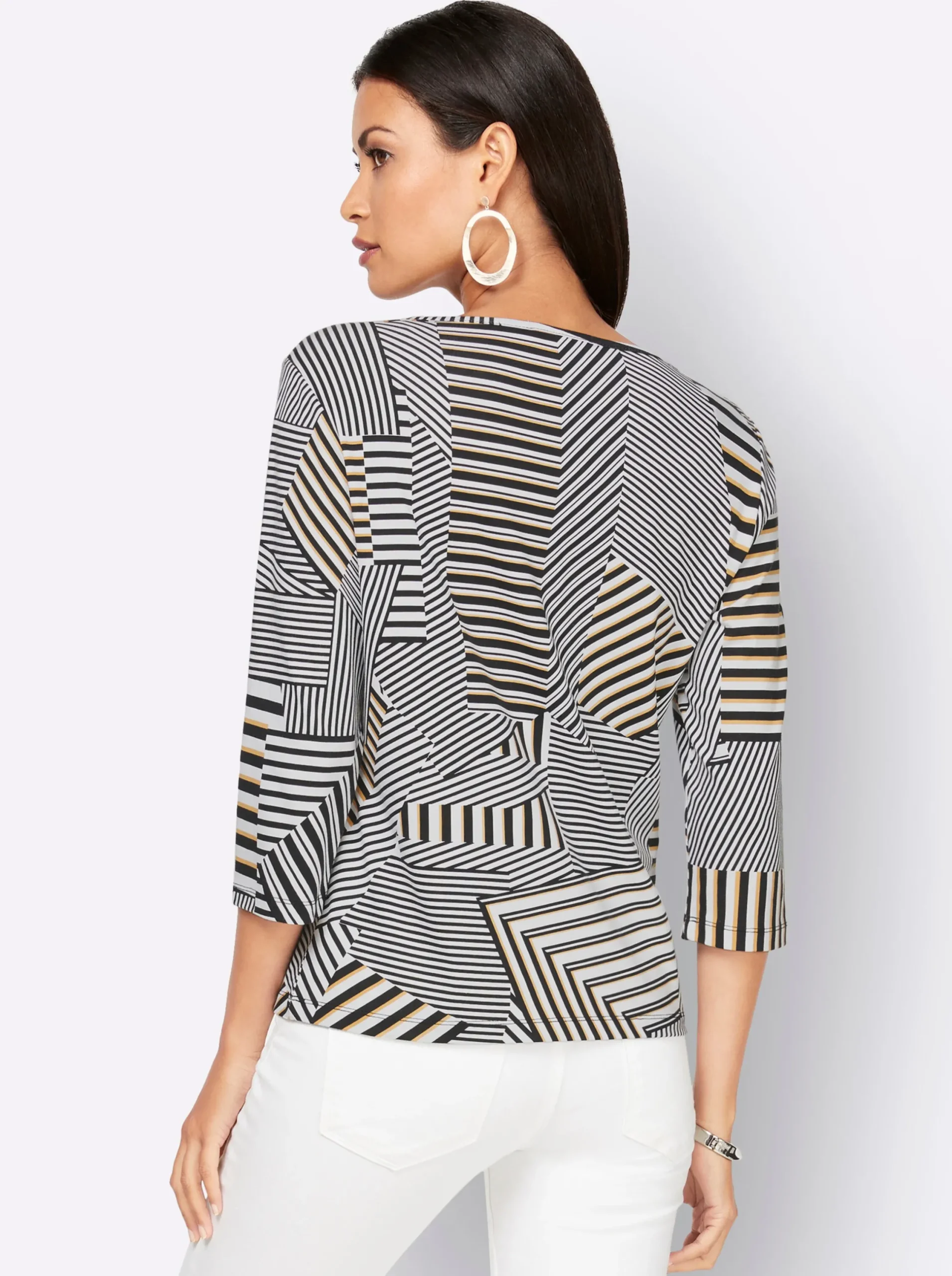 Shirts| 3/4-Arm-Shirt schwarz-weiß-bedruckt