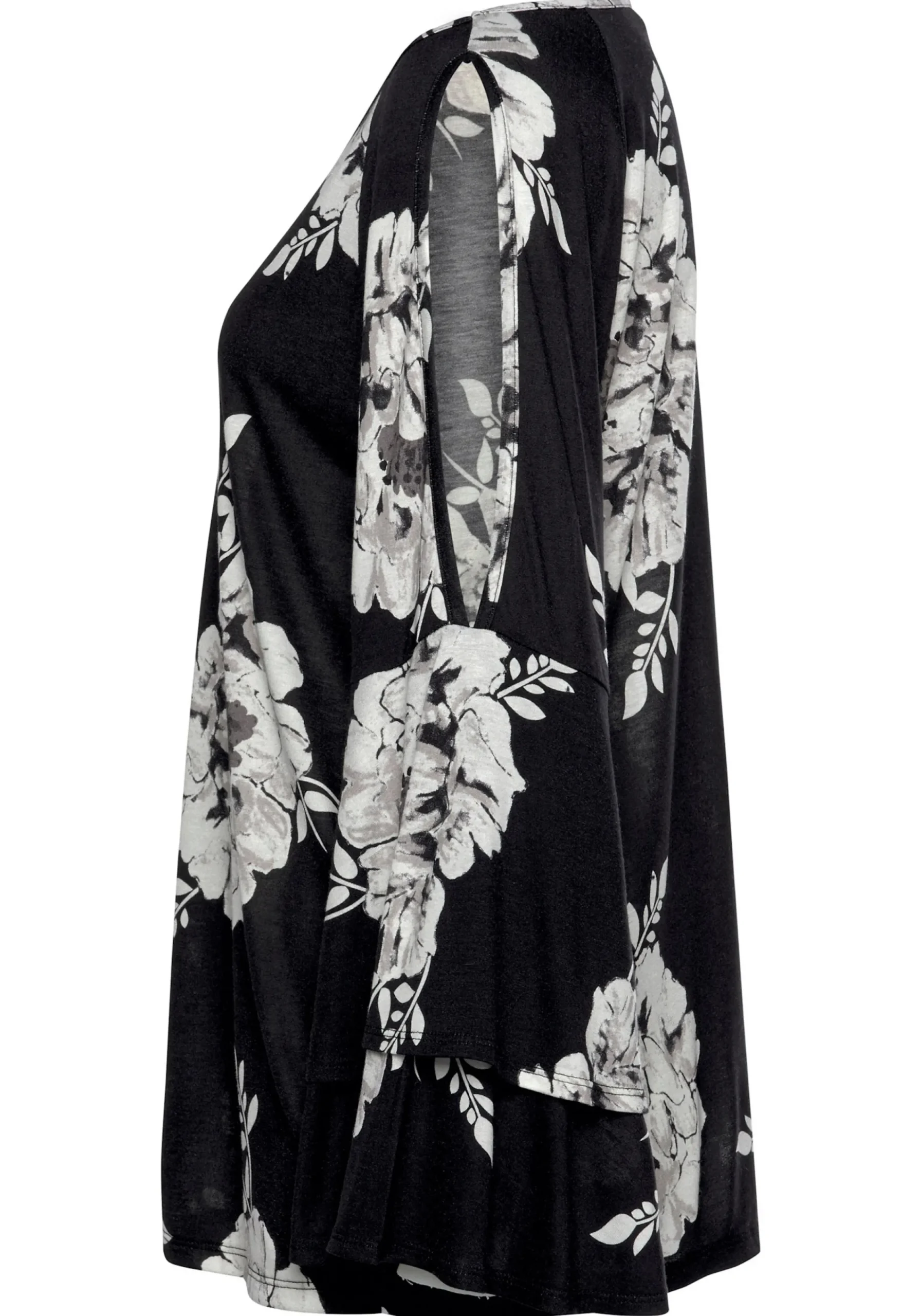 Strandmode|Shirts|LASCANA 3/4-Arm-Shirt schwarz-weiß-bedruckt
