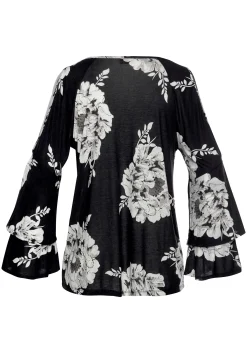Strandmode|Shirts|LASCANA 3/4-Arm-Shirt schwarz-weiß-bedruckt