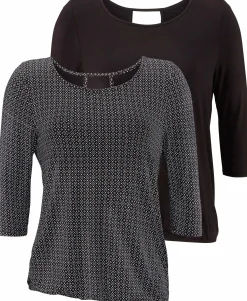 Strandmode|LASCANA 3/4-Arm-Shirt schwarz-gemustert,schwarz