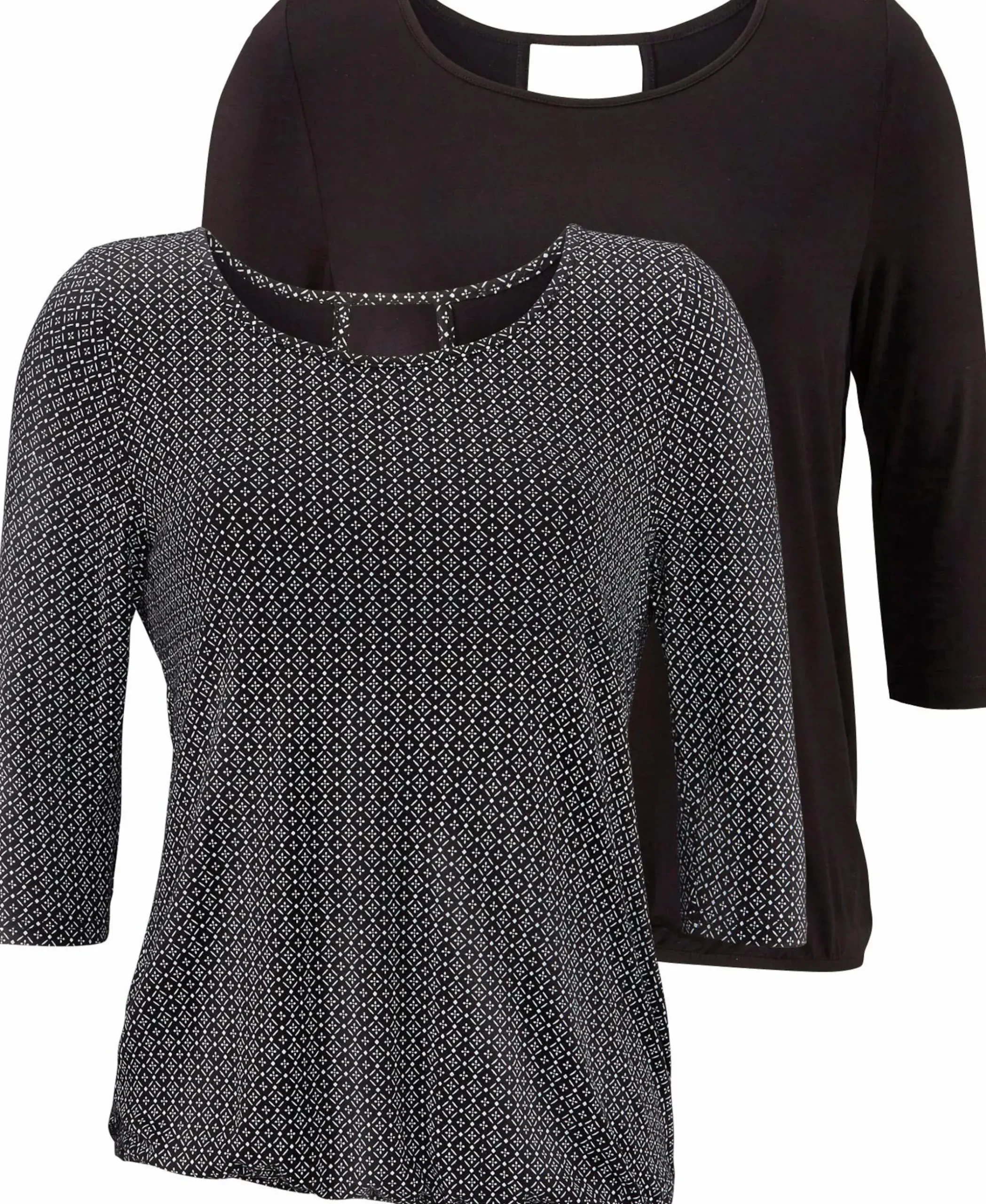Strandmode|LASCANA 3/4-Arm-Shirt schwarz-gemustert,schwarz