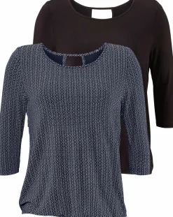 Strandmode|LASCANA 3/4-Arm-Shirt navy-gemustert,schwarz