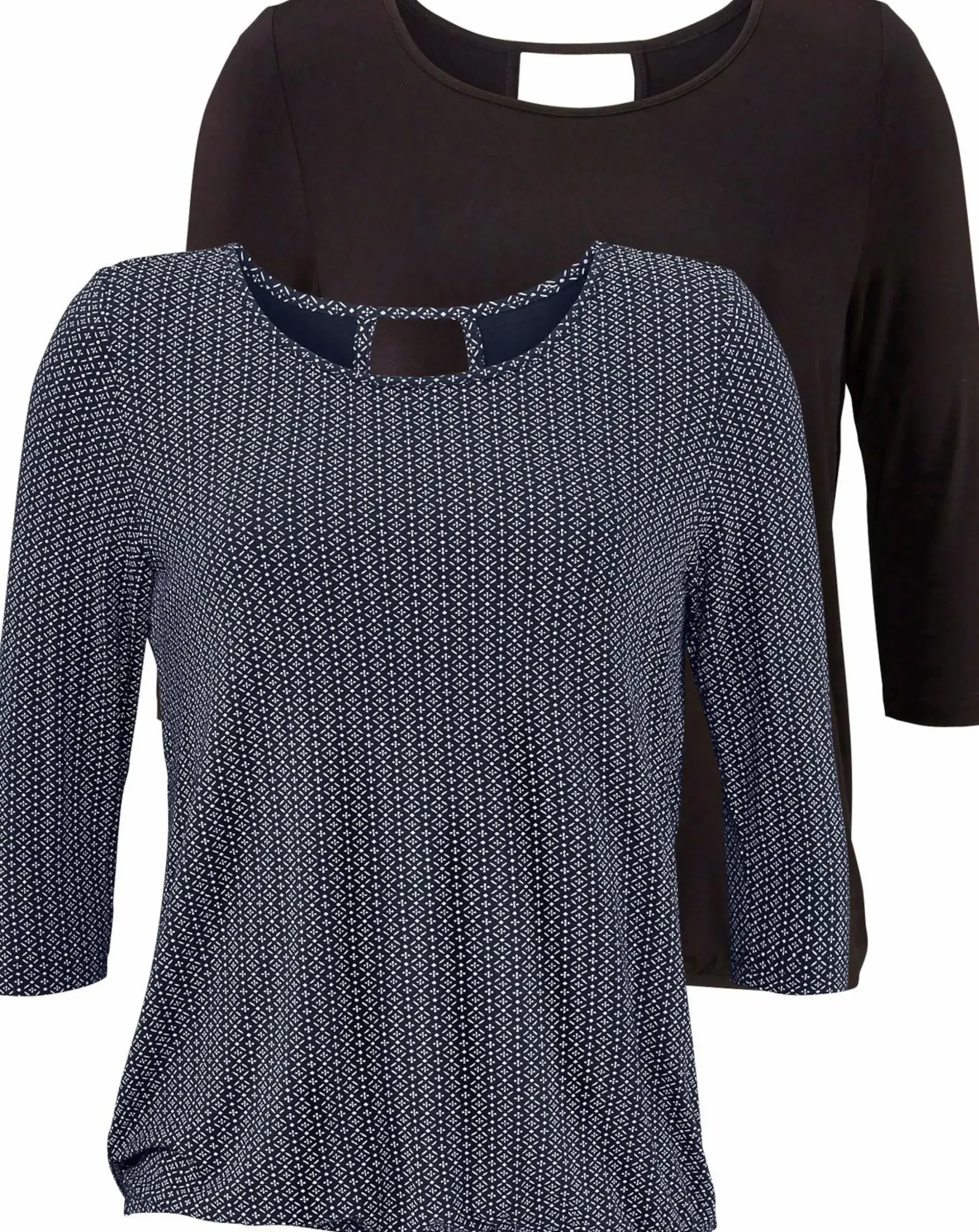 Strandmode|LASCANA 3/4-Arm-Shirt navy-gemustert,schwarz