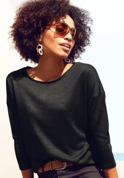 Strandmode|LASCANA 3/4-Arm-Shirt creme,schwarz
