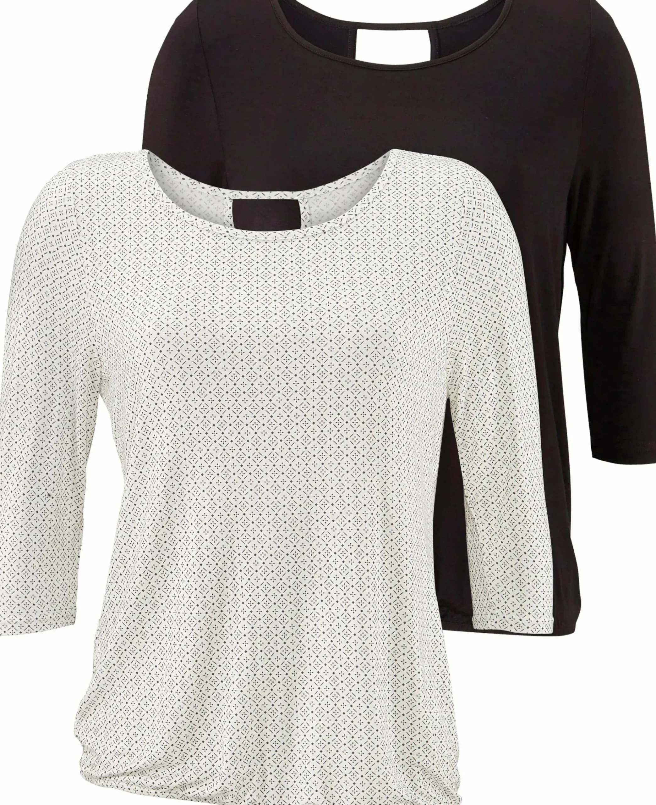 Strandmode|Shirts|LASCANA 3/4-Arm-Shirt offwhite-gemustert,schwarz