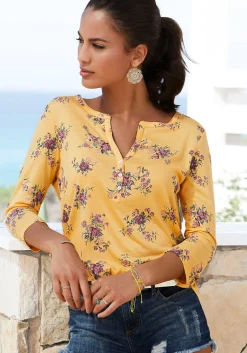 Strandmode|Shirts|LASCANA 3/4-Arm-Shirt gelb