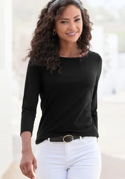 Strandmode|LASCANA 3/4-Arm-Shirt eukalyptus,schwarz