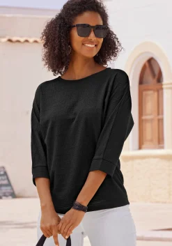 Strandmode|Vivance 3/4-Arm-Shirt schwarz