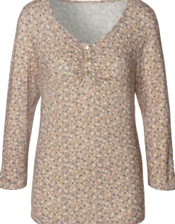 Strandmode|Vivance 3/4-Arm-Shirt rose-bedruckt,schwarz-bedruckt
